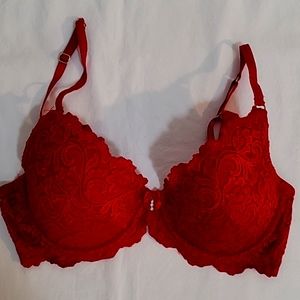 Red Lace Underwire Pushup Bra - Sz 36C